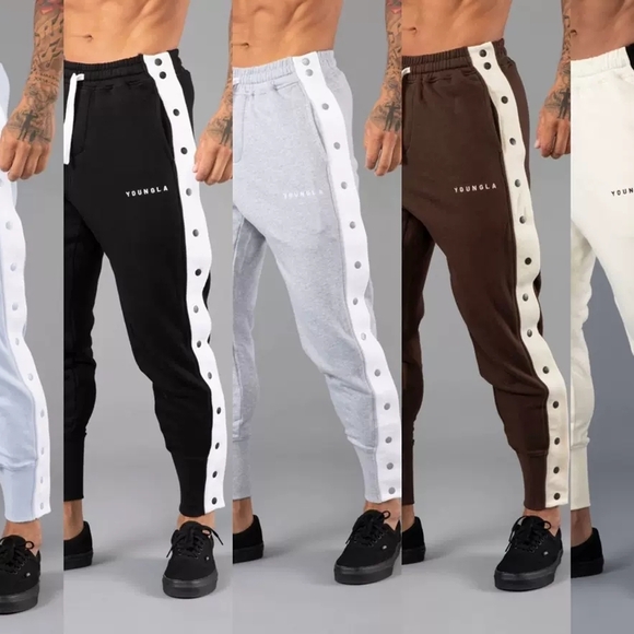 YoungLA Other - YoungLA Men's Snap Button Joggers - Black, Light Gray, Dark Brown, Off-White
